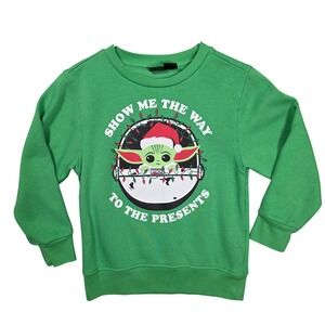 Star Wars Grogu‎ Christmas Sweatshirt Kids S Green Youth Baby Yoda Holiday